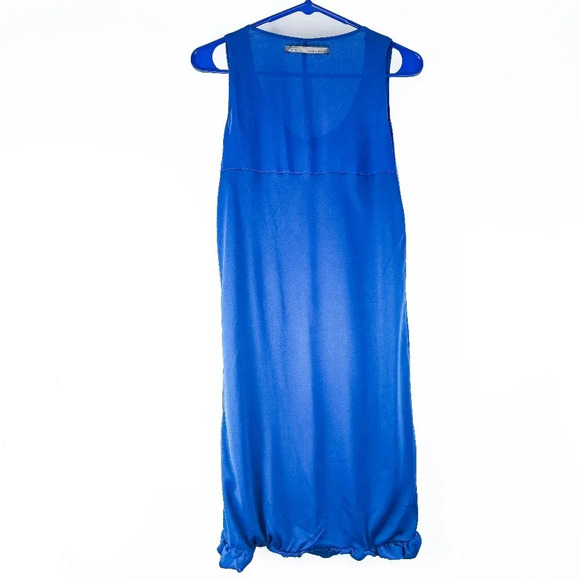 Zara Basics Royal Blue Sleeveless Bubble Hem Dress sz M - Picture 4 of 5